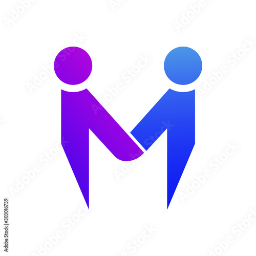 Letter M People care Logo Design