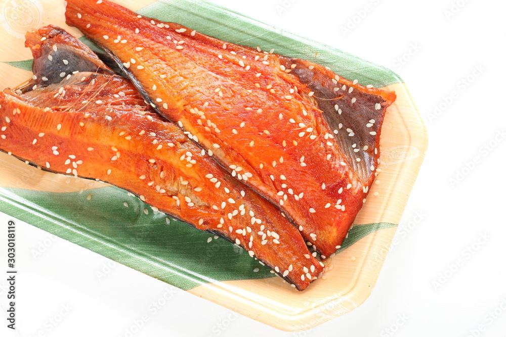 Japanese food ingredient, marinated half dried mackerel