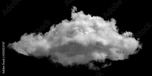 Fototapeta White cloud isolated on black background ,Textured smoke ,brush effect