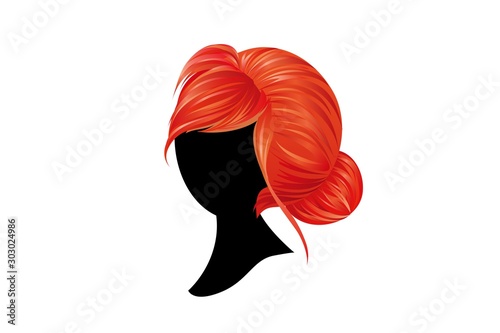 woman in red hairstyle