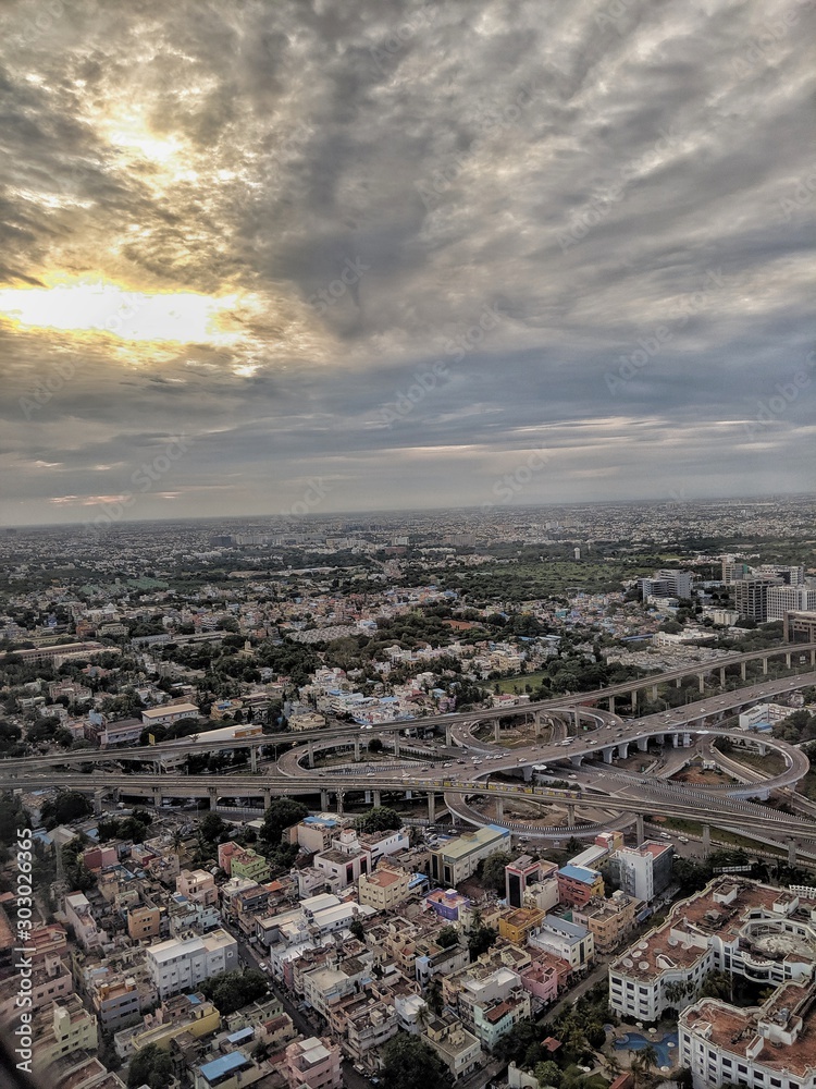 aerial view of Chennai , India