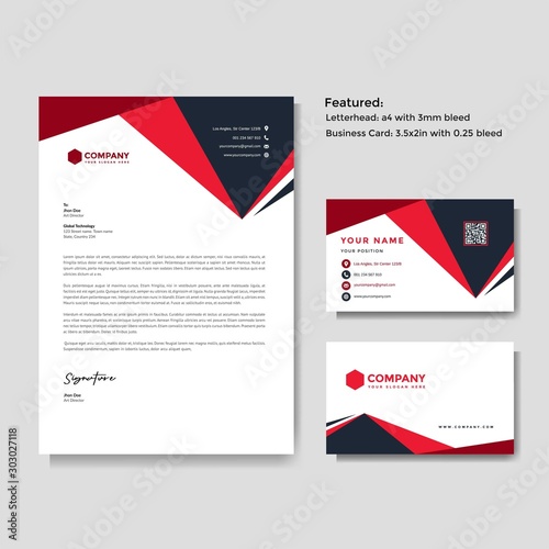 Professional creative letterhead and business card vector template