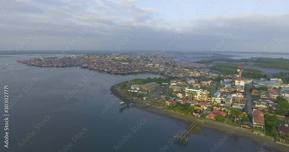 Panoramic shot of the town in the Colombian islands Panoramic shot of the town in the Colombian islands