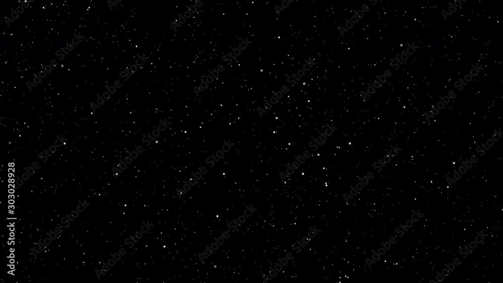 4K Video footage Motion of shinny  stars animation on black background.Graphic Motion overlay effect loop with galaxy sky twinkling light in the space with slow zoom and swirl rotation of camera angel