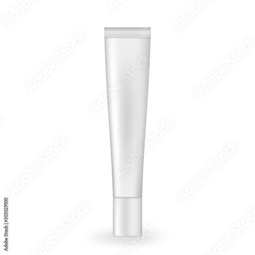 Plastic tube for beauty products vector set isolated on white background. Cream, moisturizer or lotion packages with silver white, pearly glow. Skin care essences, extracts of premium quality, serums.