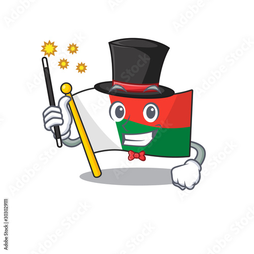 Character flag madelova isolated in cartoon magician