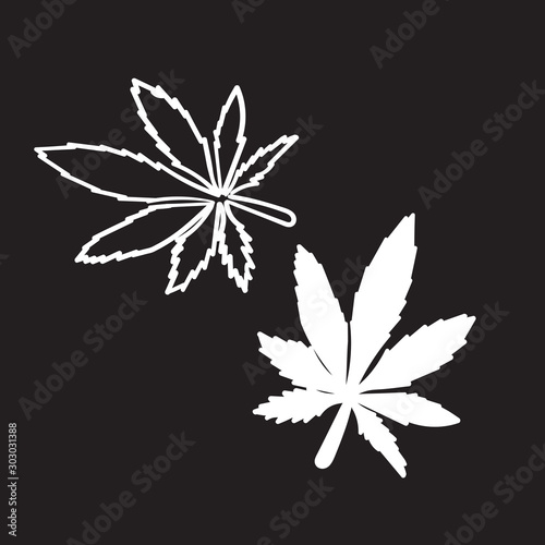 Marijuana vector cannabis leaf weed icon logo symbol sign illustration graphic with hand drawn doodle style vector