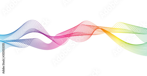 Sound wave rhythm. Abstract wavy stripes on a white background isolated. Creative line art.