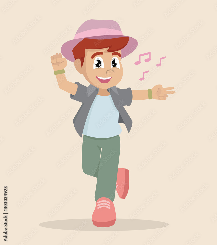 Cartoon character, Boy dancing.