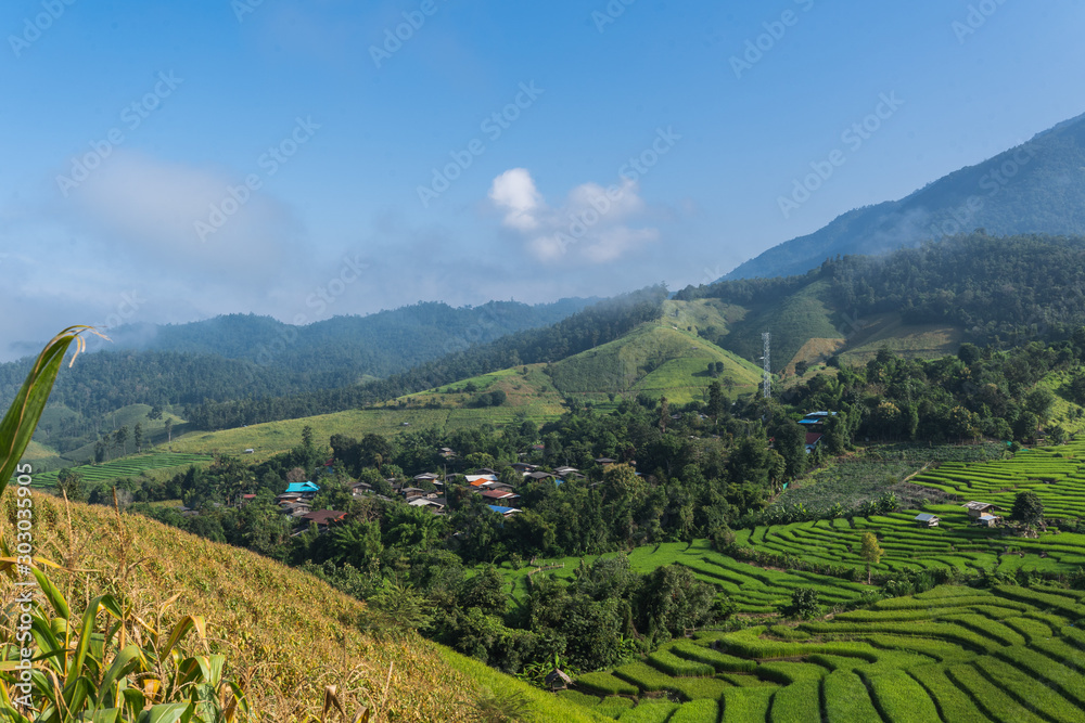 Terraced rice fields village