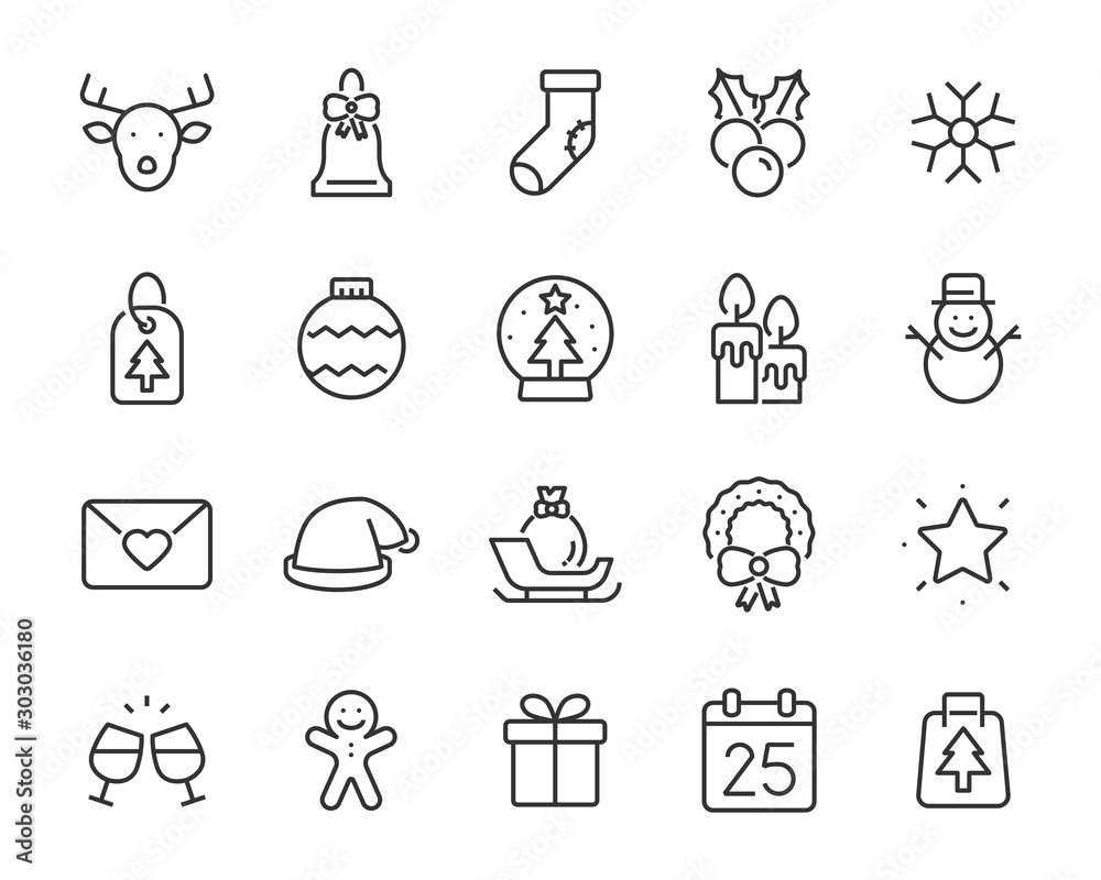 custom made wallpaper toronto digitalset of Christmas icons, winter, snowflake