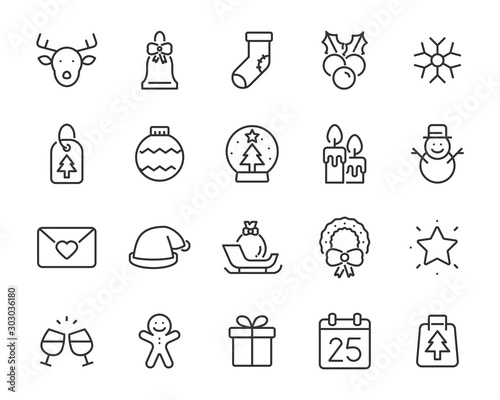 Wallpaper Mural set of Christmas icons, winter, snowflake Torontodigital.ca