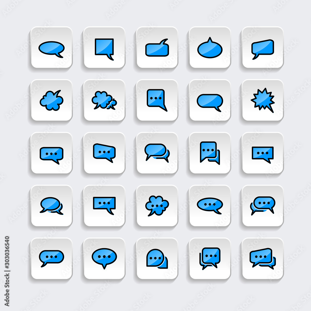 Set of Chat Speech Bubble icon. symbol of comment or message with trendy filled line style icon for web site design, logo, app, UI isolated on white background. vector illustration eps 10 Set of Chat Speech Bubble icon. symbol of comment or message with trendy filled line style icon for web site design, logo, app, UI isolated on white background. vector illustration eps 10