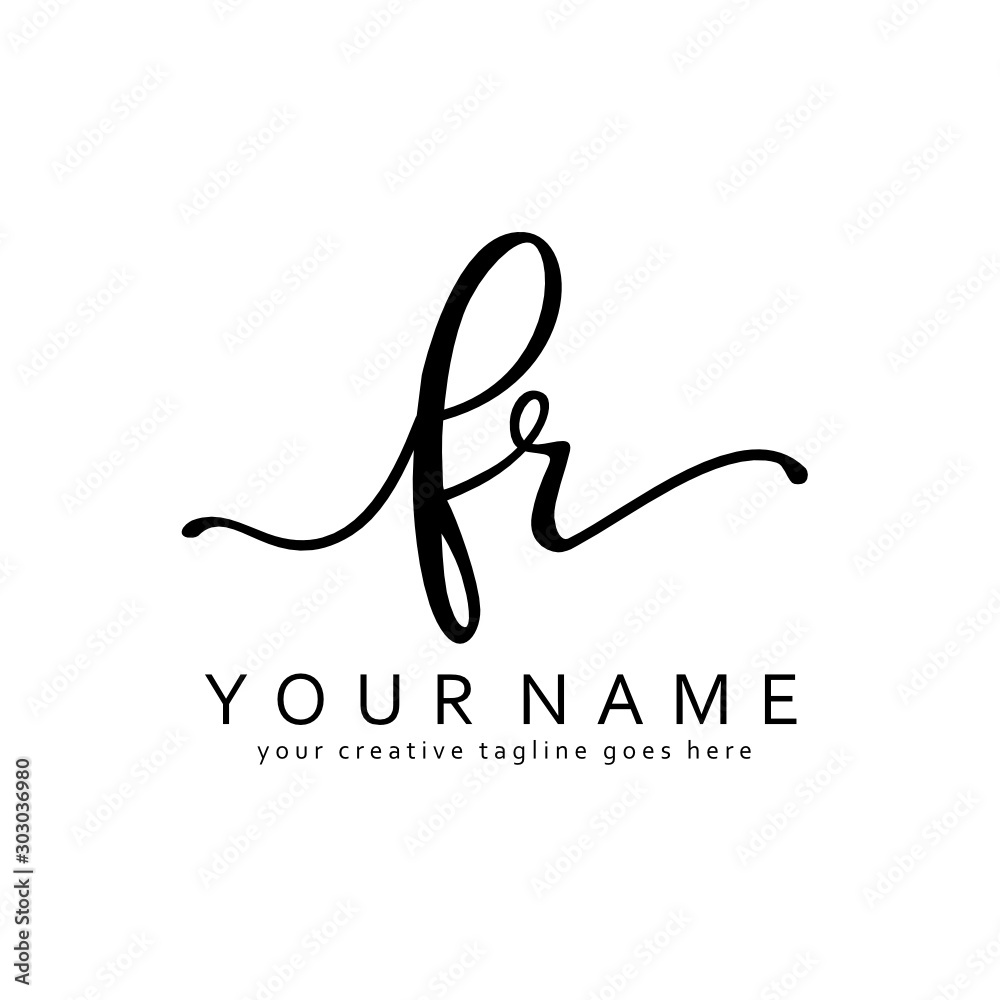 Handwriting F R FR initial logo template vector Handwriting F R FR initial logo template vector