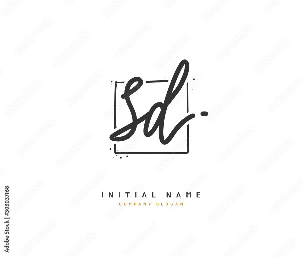 S D SD Beauty vector initial logo, handwriting logo of initial signature, wedding, fashion, jewerly, boutique, floral and botanical with creative template for any company or business.