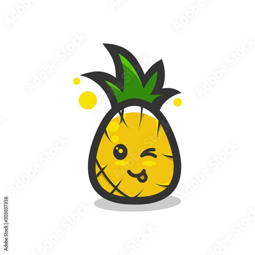 happy pineapple mascot character cartoon icon design