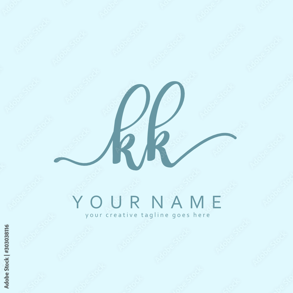 Handwriting K KK initial logo template vector Handwriting K KK initial logo template vector