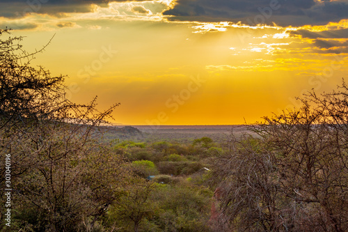 Coucher de soleil en Namibie