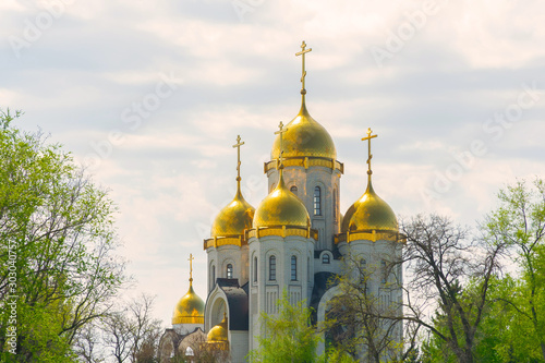 Russia Orthodox church architecture - the most place of tourist attraction in blue sky day.
