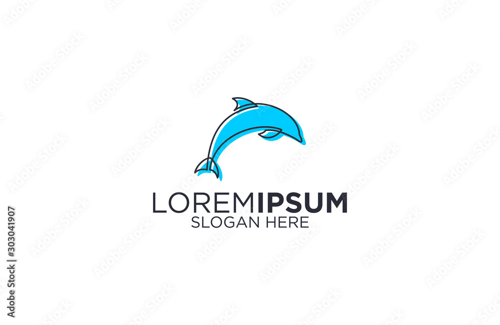 Naklejka premium Dolphin line art logo design vector