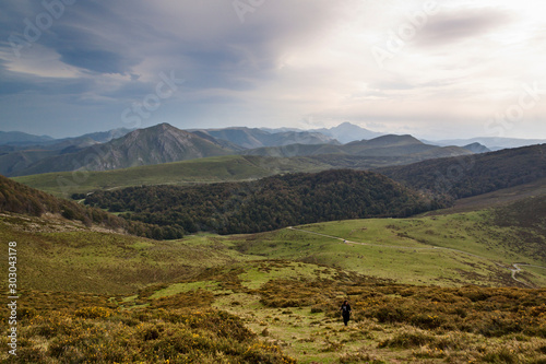 Landscape from Urkulu peak  mountains and jungle of Irati in autumn. Aezkoa and Salazar Valley in the Pyrenees  Navarra. Spain.