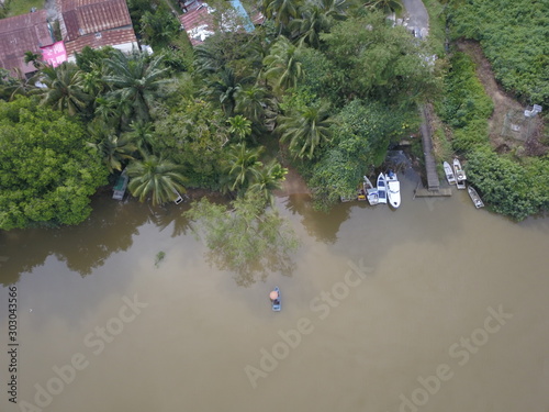 Kuching, Sarawak / Malaysia - November 16 2019: The Chinese temple, buildings and scenery of the old Batu Kawa village of Kuching, Sarawak, Malaysia photo