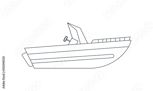 Motor speed boat icon for water sports and transportation