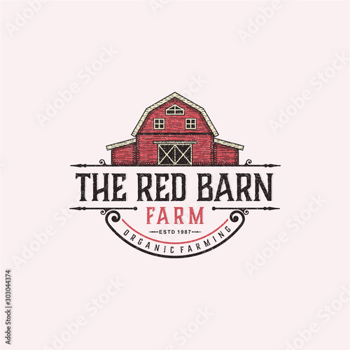 Foto The red barn badge logo design inspiration for farm