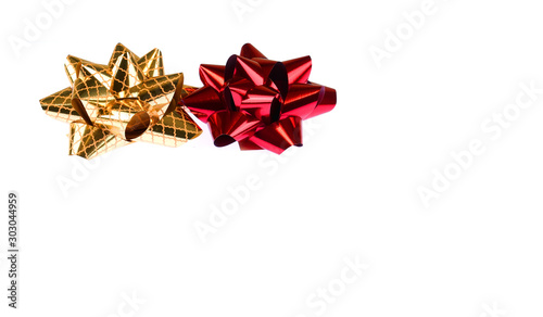 yellow and red bows isolated on the white background © nd700
