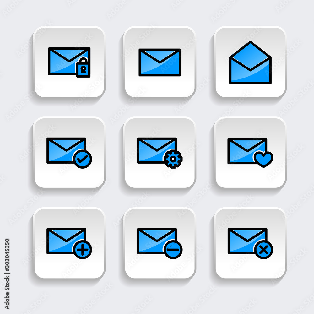 Set of Mail icon with trendy filled line style icon for web, logo, app, UI design. isolated on white background. vector illustration eps 10 Set of Mail icon with trendy filled line style icon for web, logo, app, UI design. isolated on white background. vector illustration eps 10