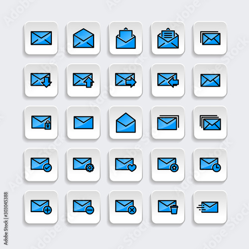 Set of Mail icon with trendy filled line style icon for web, logo, app, UI design. isolated on white background. vector illustration eps 10