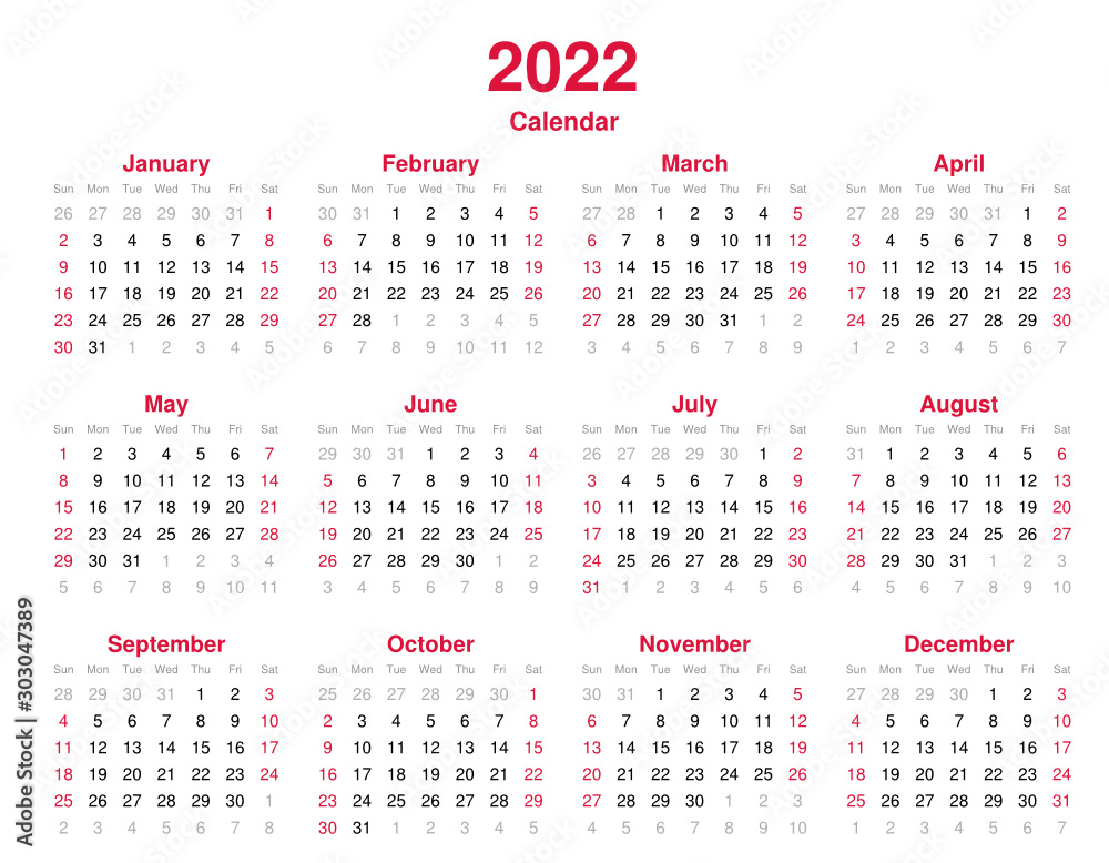 Calendar 2022 - 12 months yearly vector calendar in year 2022 - calendar template - planner calendar