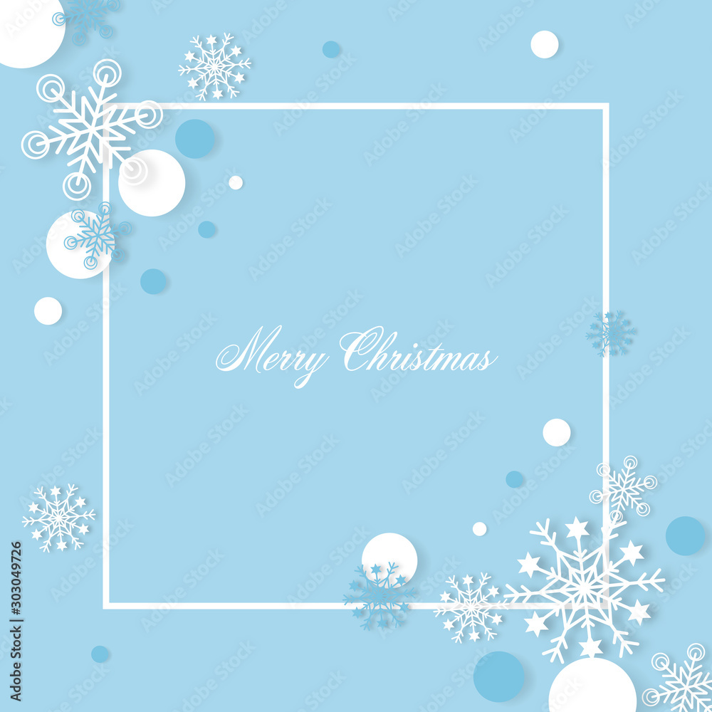 Snowflakes christmas background with free text spaec paper cut style - Vector illustration. - obrazy, fototapety, plakaty 