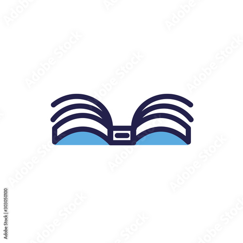 open book on white background
