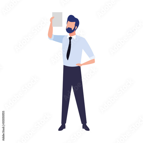 avatar businessman with document page