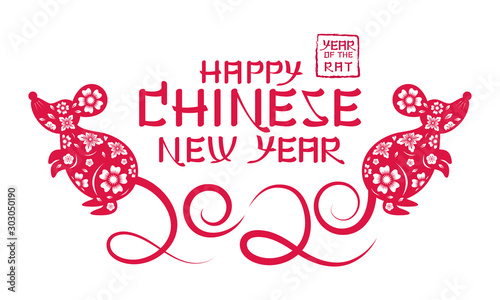 Chinese New Year 2020 Year of the Rat, Paper Cutting Symbol