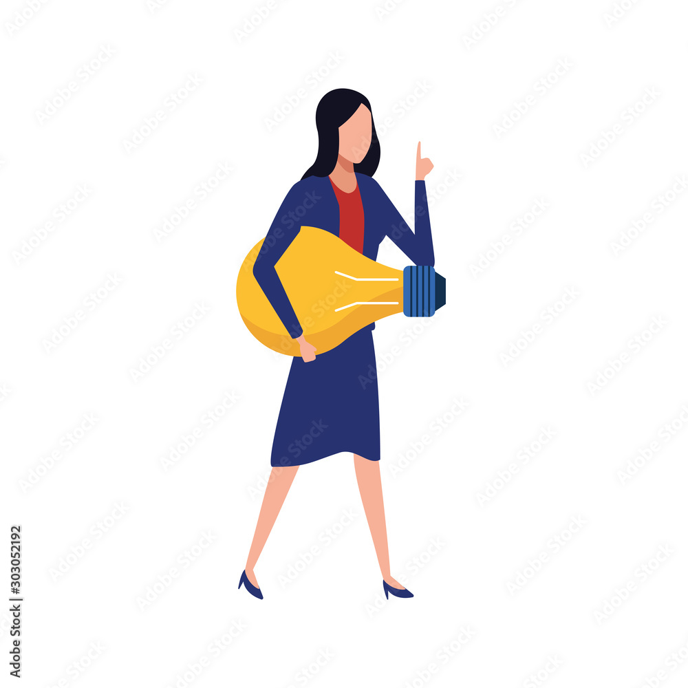 avatar business woman holding a light bulb icon avatar business woman holding a light bulb icon