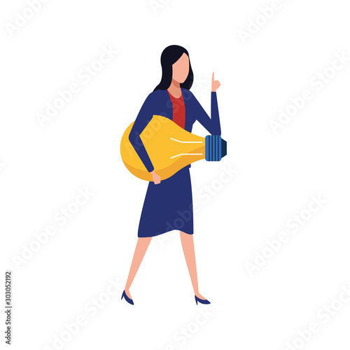 avatar business woman holding a light bulb icon