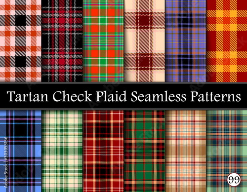 Set Tartan Plaid Scottish Seamless Pattern