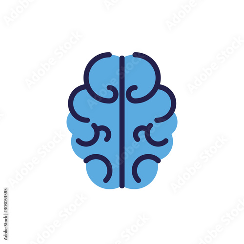 outline of human brain on white background