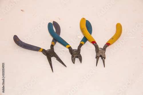 scissors on blue background