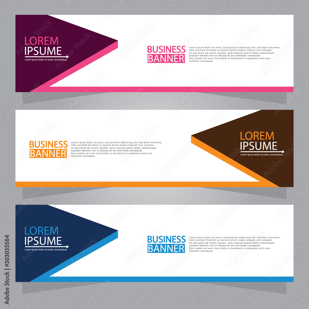 Naklejka premium Vector abstract design web banner template. Web Design Elements - Header Design. Abstract geometric web banner template on grey background.Modern banner.