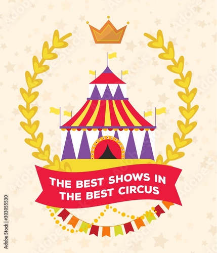 Circus show entertainment carnival festival brochure invitation poster vector...
