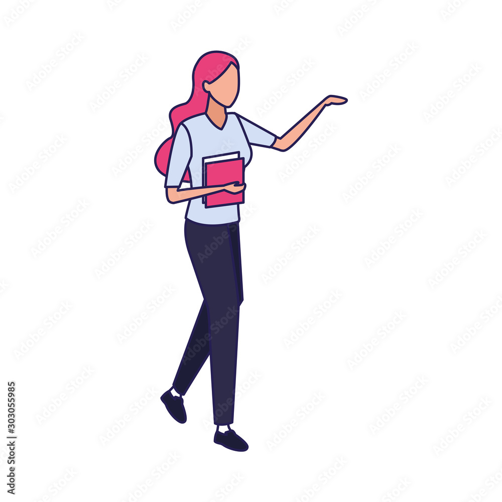 avatar business woman holding documents, flat design avatar business woman holding documents, flat design