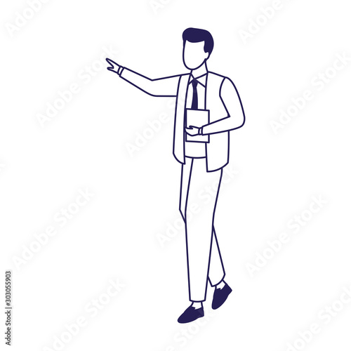 avatar business man holding documents icon