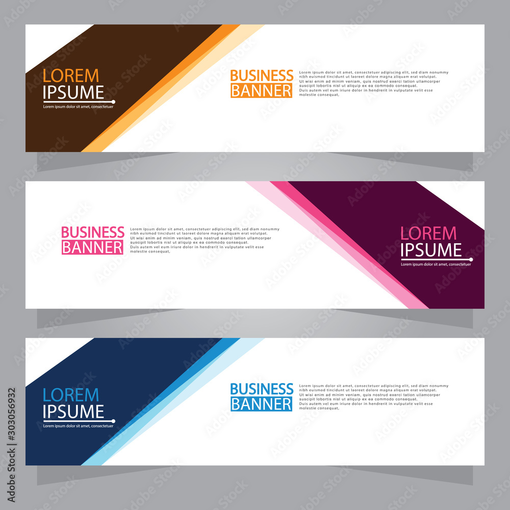 Naklejka premium Vector abstract design web banner template. Web Design Elements - Header Design. Abstract geometric web banner template on grey background.Modern banner.