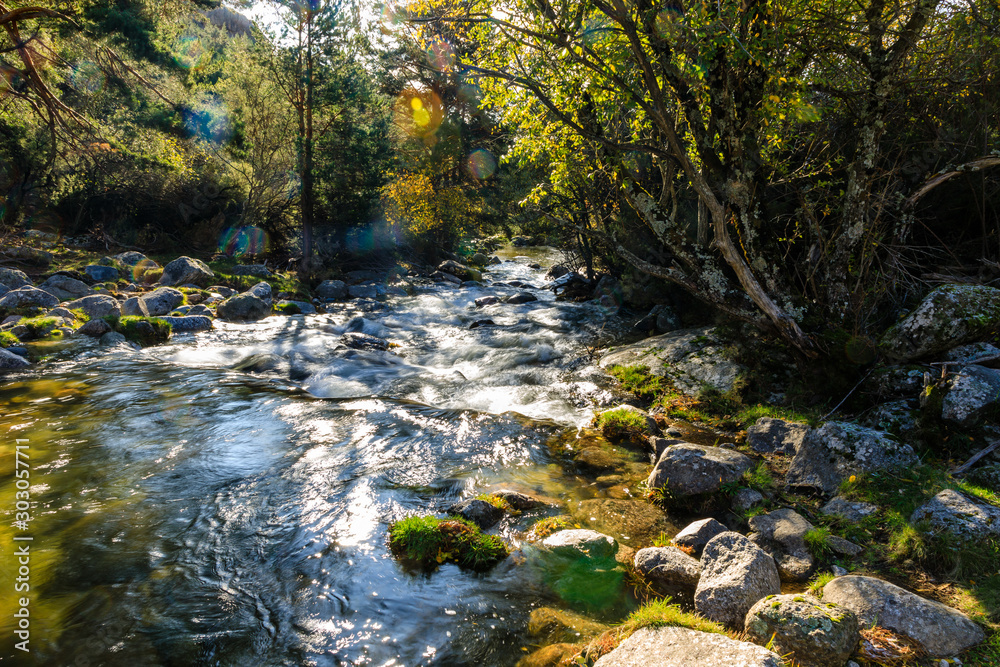 River in La Pedriza, in the mountains of Madrid, area characterized by large granite rocks River in La Pedriza, in the mountains of Madrid, area characterized by large granite rocks