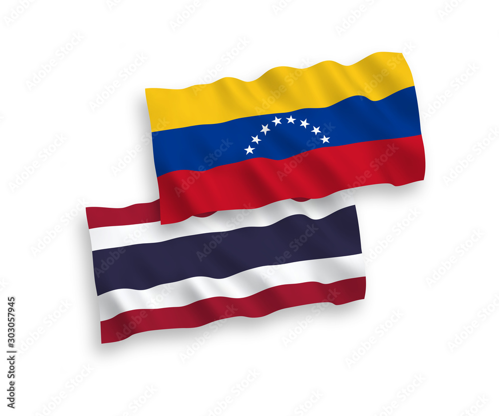 Naklejka premium Flags of Venezuela and Thailand on a white background