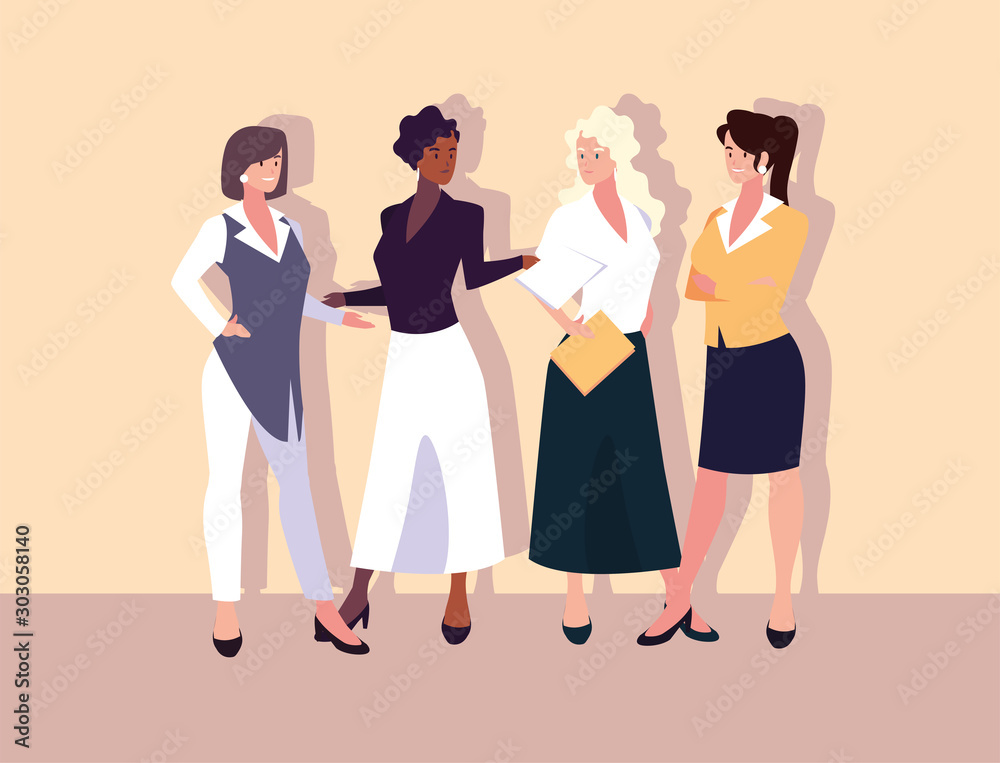 Fototapeta premium set of businesswomen with various views, poses and gestures