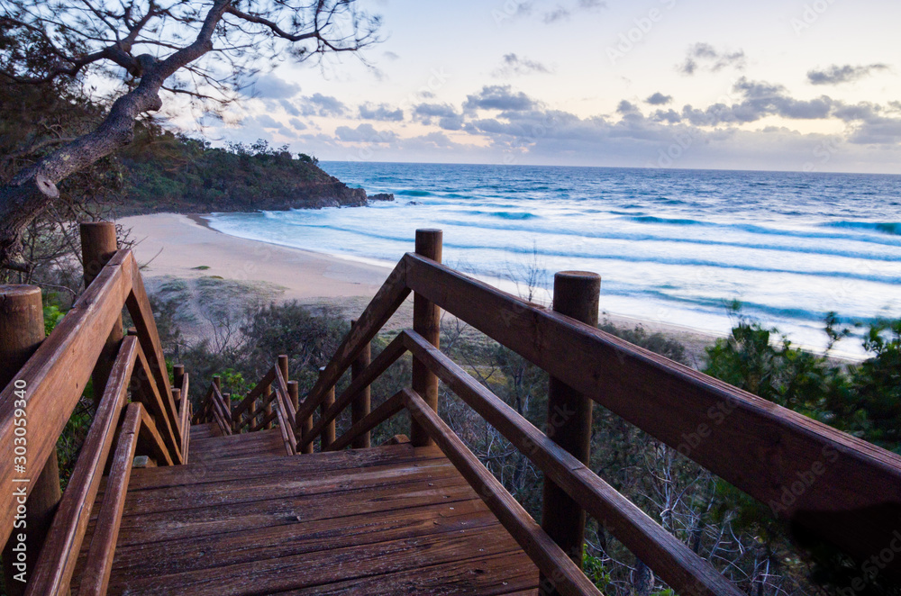 Wooden Stairs leading to the beach